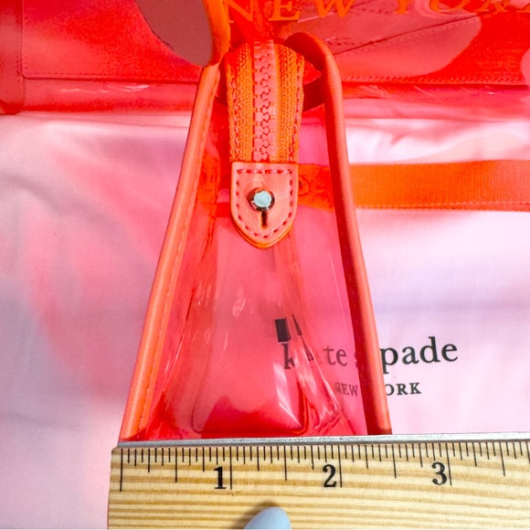 NWT-Kate Spade Neon Clear Tote and Pouch & Wristlet Pool Set of 3 Beach Stadium - Picture 9 of 16